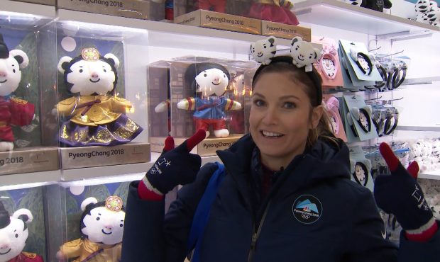 Olympian Julia Mancuso gears up at the Winter Olympics Superstore...
