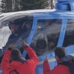 Once inside the helicopter, Hales gave his rescuers a double peace sign to thank them.