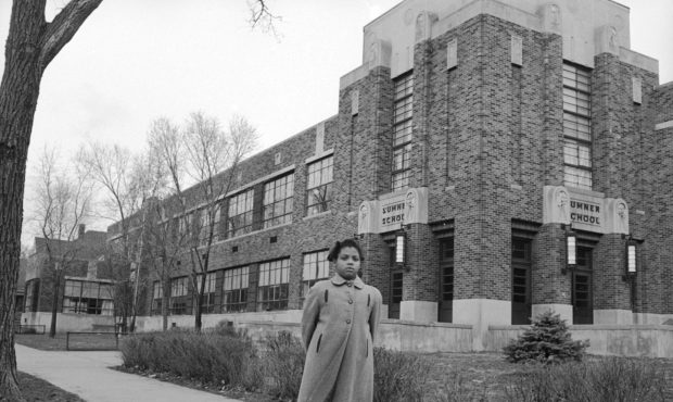 Full credit: Carl Wasaki/Life Images Collection/Getty Images

Linda Brown outside Sumner Elementary...
