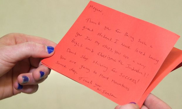 Troy Jensen, a teacher at Herriman High School, wrote a handwritten letter to each of his students ...