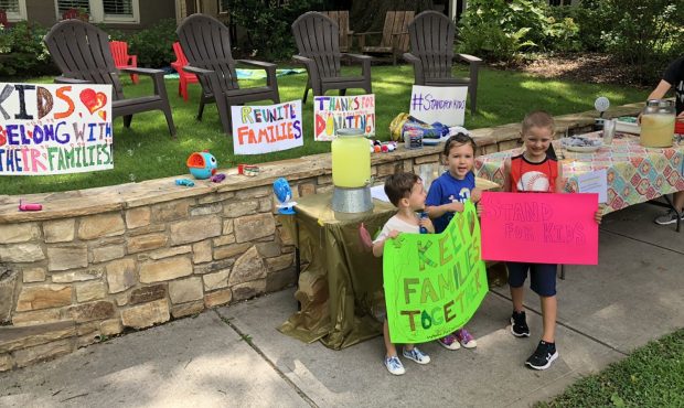 About 20 families got together to host the lemonade stand....
