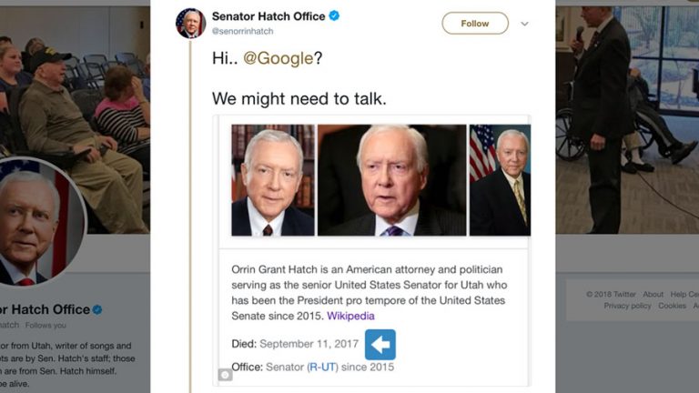 Sen Hatch To Google I M Not Dead