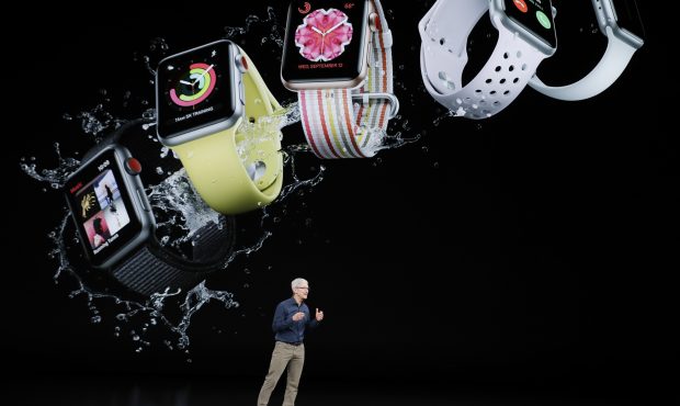 Apple CEO Tim Cook speaks about the Apple Watch at the Steve Jobs Theater during an event to announ...
