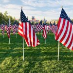 Flags stand in the Healing Field in Sandy