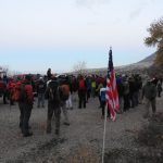 The main group who will carry the flag up the canyon gather for a morning prayer. http://followtheflag.org/

