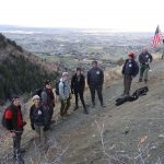 Several of our team come up the canyon in advance of the flag. — with Buffi Tuttle, Lane McPheeters and Caleb Stoker.
