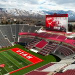 Artist rendering of the south end zone expansion project at Rice-Eccles Stadium. (Courtesy University of Utah)