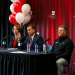 University of Utah President Ruth Watkins, Athletic Director Mark Harlan and football Head Coach Kyle Whittingham conduct a press conference about the upcoming expansion of Rice-Eccles Stadium at the stadium in Salt Lake City on Wednesday, Nov. 14, 2018. (Spenser Heaps, Deseret News)