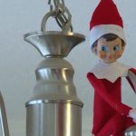 The Blodgett family's Elf on the Shelf hangs from a chandelier in their kitchen. (December 12, 2018)