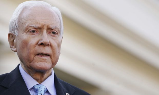 Senate Finance Committee Chairman Orrin Hatch (R-UT) talks with reporters following a lunch meeting...