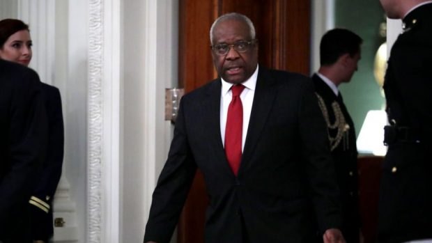 WASHINGTON, DC - OCTOBER 08: U.S. Supreme Court Associate Justice Clarence Thomas arrives for the ceremonial swearing in of Associate Justice Brett Kavanaugh in the East Room of the White House October 08, 2018 in Washington. (Photo by Chip Somodevilla/Getty Images)