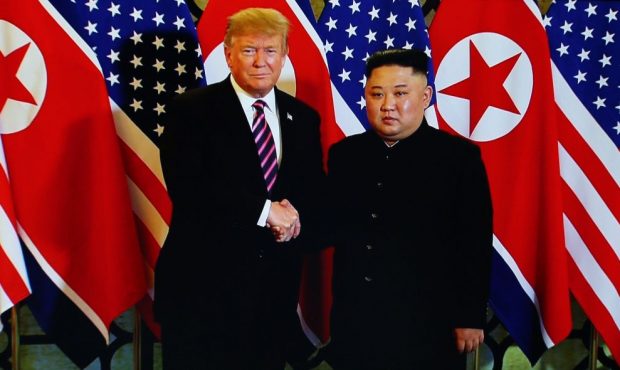 HANOI, VIETNAM - FEBRUARY 27: A handout photo of U.S. President Donald Trump and North Korean leade...