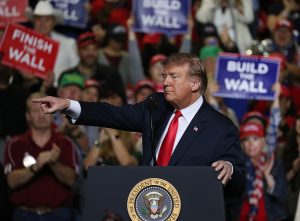 U.S. President Donald Trump speaks during a rally at the El Paso County Coliseum on February 11, 2019 in El Paso, Texas. Trump continues his campaign for a wall to be built along the border as the Democrats in Congress are asking for other border security measures. (Photo by Joe Raedle/Getty Images)