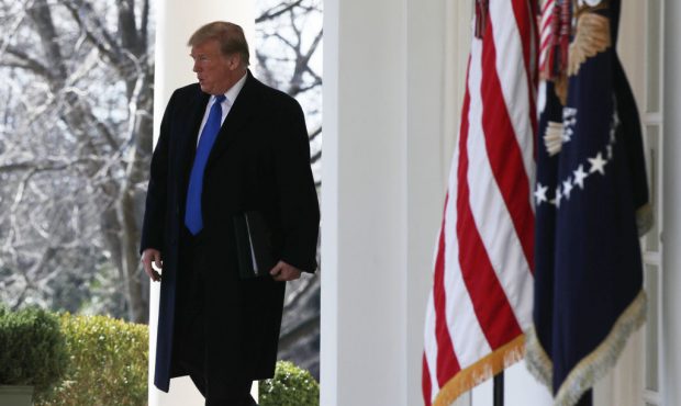 WASHINGTON, DC - FEBRUARY 15:   U.S. President Donald Trump arrives to speak on border security dur...