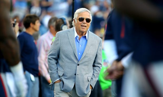 FOXBORO, MA - AUGUST 13: New England Patriots owner Robert Kraft looks on from the sideline during ...