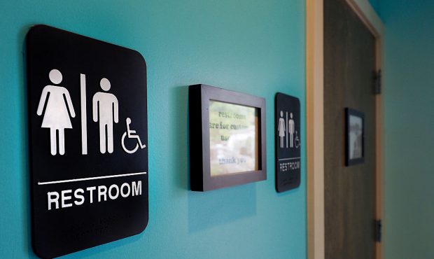 DURHAM, NC - MAY 10:  Unisex signs hang outside bathrooms at Toast Paninoteca on May 10, 2016 in Du...