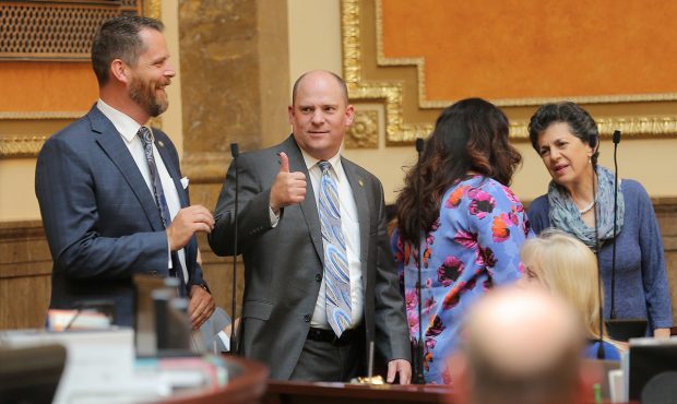 FILE: Sen. Daniel W. Thatcher, R-West Valley City, gives a thumbs up at the State Captiol in Salt L...