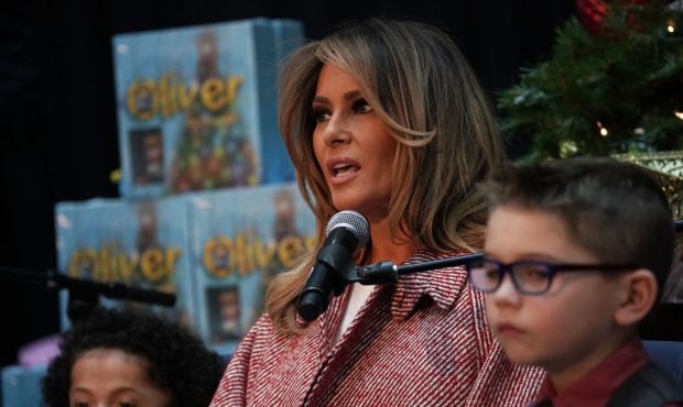 The first lady's school visit, which included classroom tours, was the first stop on an overnight t...