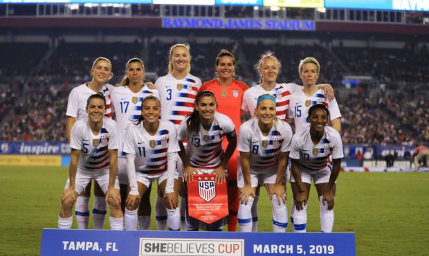 TAMPA, FLORIDA - MARCH 05: The USA Women's National team poses before a game against Brazil during ...