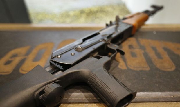 OREM, UT - FEBRUARY 21: A bump stock is installed on an AK-47 at Good Guys Gun and Range on Februar...