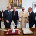 President Russell M. Nelson presented Pope Francis with a Christus statue and a framed Proclamation on the Family in Italian during their meeting today. -Via Church Newsroom