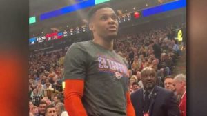 An image from the cellphone video that captured some of the altercation between Westbrook and a fan.
