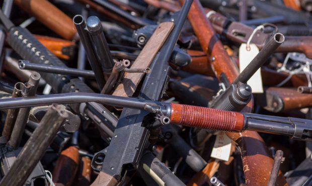 RANCHO CUCAMONGA, CA - JULY 19: Some of approximately 3,500 confiscated guns to be melted down are ...