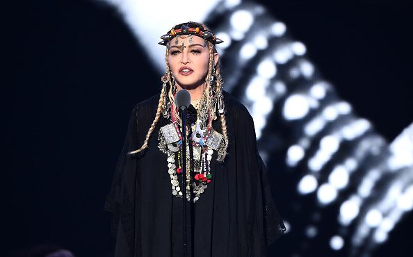 Madonna speaks onstage during the 2018 MTV Video Music Awards at Radio City Music Hall on August 20...