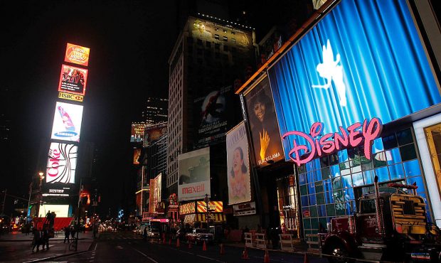NEW YORK - OCTOBER 21: A general view of Disney Store's new state-of-the-art digital billboard in t...