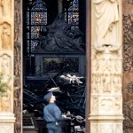 PARIS, FRANCE - APRIL 16: The interior of the Notre-Dame Cathedral is seen through a doorway following a major fire yesterday on April 16, 2019 in Paris, France. A fire broke out on Monday afternoon and quickly spread across the building, causing the famous spire to collapse. The cause is unknown but officials have said it was possibly linked to ongoing renovation work.  (Photo by Dan Kitwood/Getty Images)