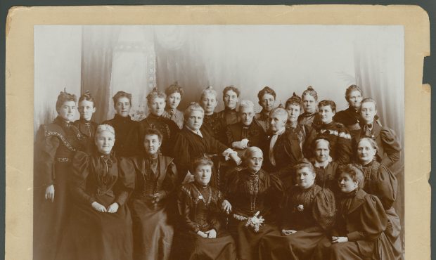 Susan B Anthony with suffrage leaders. Courtesy Utah Historical Society...