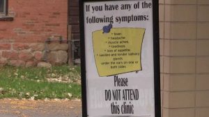 A sign posted outside the Central Utah Health Department in Mt. Pleasant Tuesday