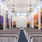 Rendering of an instruction room in the St. George Utah Temple.
