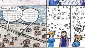 A scene from the graphic novel created by Carrie Wetzel's 4th Grade Class