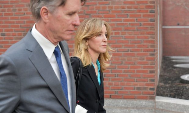 BOSTON, MA - APRIL 03: Felicity Huffman exits the John Joseph Moakley U.S. Courthouse after appeari...
