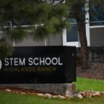 HIGHLANDS RANCH, CO - MAY 08: A police officer walks past the STEM School Highlands Ranch entrance on May 8, 2019 in Highlands Ranch, Colorado, one day after a shooting there killed one student and injured eight others. Two students were taken into custody following the shooting. (Photo by Michael Ciaglo/Getty Images)