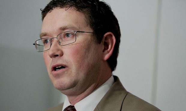 WASHINGTON, DC - MARCH 12: U.S. Rep. Thomas Massie (R-KY) speaks during a press conference on U.S. ...