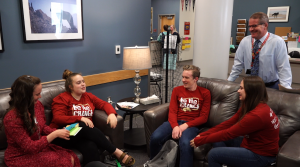 Todd Quarnberg visits with students as the new principal at Herriman High School