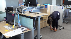 Mark Olsen finds stretching during the workday relieves tension and helps him focus better.