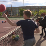 Intermountain Healthcare's Jillesa Anderson said dodgeball is a great way to strengthen your upper body muscles.