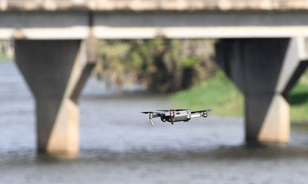 TOWNSVILLE, AUSTRALIA - FEBRUARY 26: A drone operated by the SES can be seen flying at the site whe...