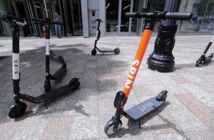 A Spin e-scooter is pictured in downtown Salt Lake City on Wednesday, May 8, 2019. (Photo: Kristin Murphy, Deseret News)