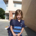 Ava Fowler on her first day of school in Australia. Photo Credit: Bill Fowler