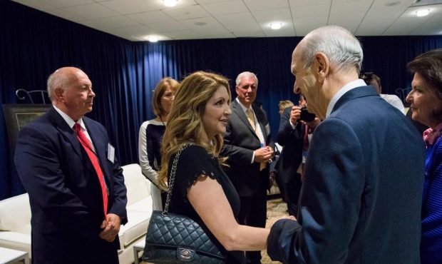 Barbara Poma, executive director of the onePULSE Foundation, meets with President Russell M. Nelson...