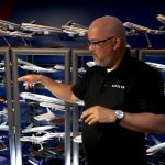  Perry de Vlugt stands in front of his collection of model Delta planes.