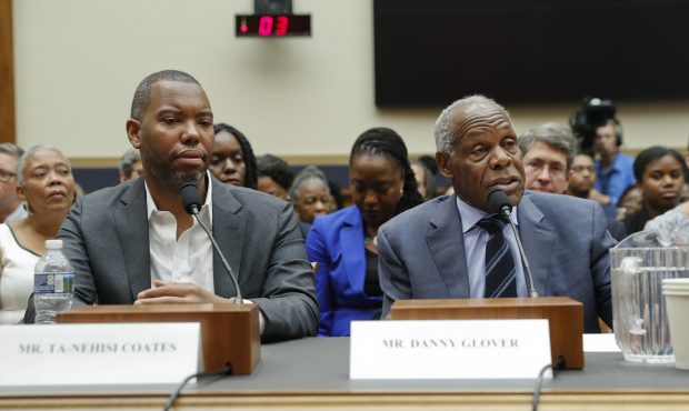 Actor Danny Glover, right, and author Ta-Nehisi Coates, left, testify about reparation for the desc...