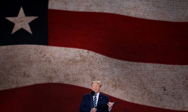 PORTSMOUTH, ENGLAND - JUNE 05:  President of the United States, Donald Trump speaks during the D-Da...