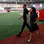 LONDON, ENGLAND - JUNE 29:  Prince Harry, Duke of Sussex and Meghan, Duchess of Sussex attend the  Boston Red Sox vs New York Yankees baseball game at London Stadium on June 29, 2019 in London, England. The game is in support of the Invictus Games Foundation. (Photo by Peter Nicholls - WPA Pool/Getty Images)