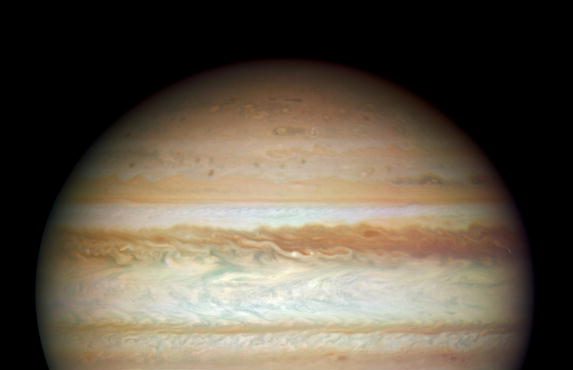 In this image provided by NASA, ESA, and the Hubble SM4 ERO Team, the planet Jupiter is pictured Ju...