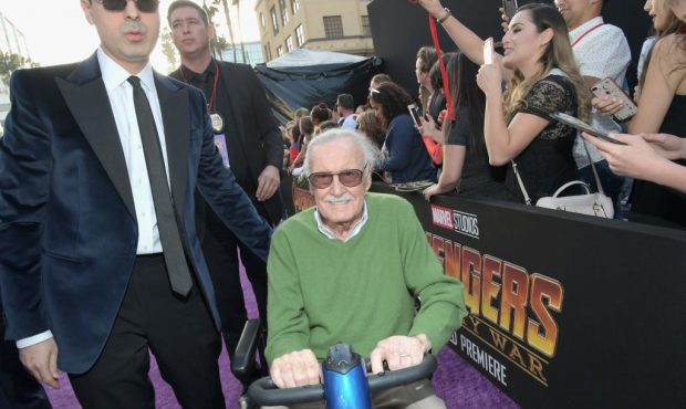 HOLLYWOOD, CA - APRIL 23: Keya Morgan and producer-writer Stan Lee attend the Los Angeles Global Pr...